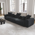 141.73 Corduroy Modular Sectional Sofa with Thick Cushion, Convertible Couch Deep Seat Couches for Living Room Sofa Sets