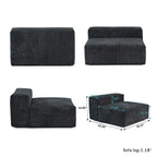 141.73 Corduroy Modular Sectional Sofa with Thick Cushion, Convertible Couch Deep Seat Couches for Living Room Sofa Sets