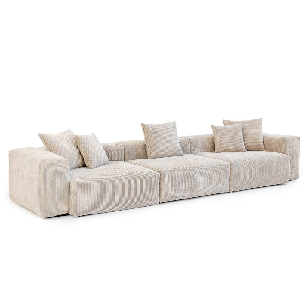 141.73 Corduroy Modular Sectional Sofa with Thick Cushion, Convertible Couch Deep Seat Couches for Living Room Sofa Sets