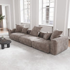 141.73 Corduroy Modular Sectional Sofa with Thick Cushion, Convertible Couch Deep Seat Couches for Living Room Sofa Sets