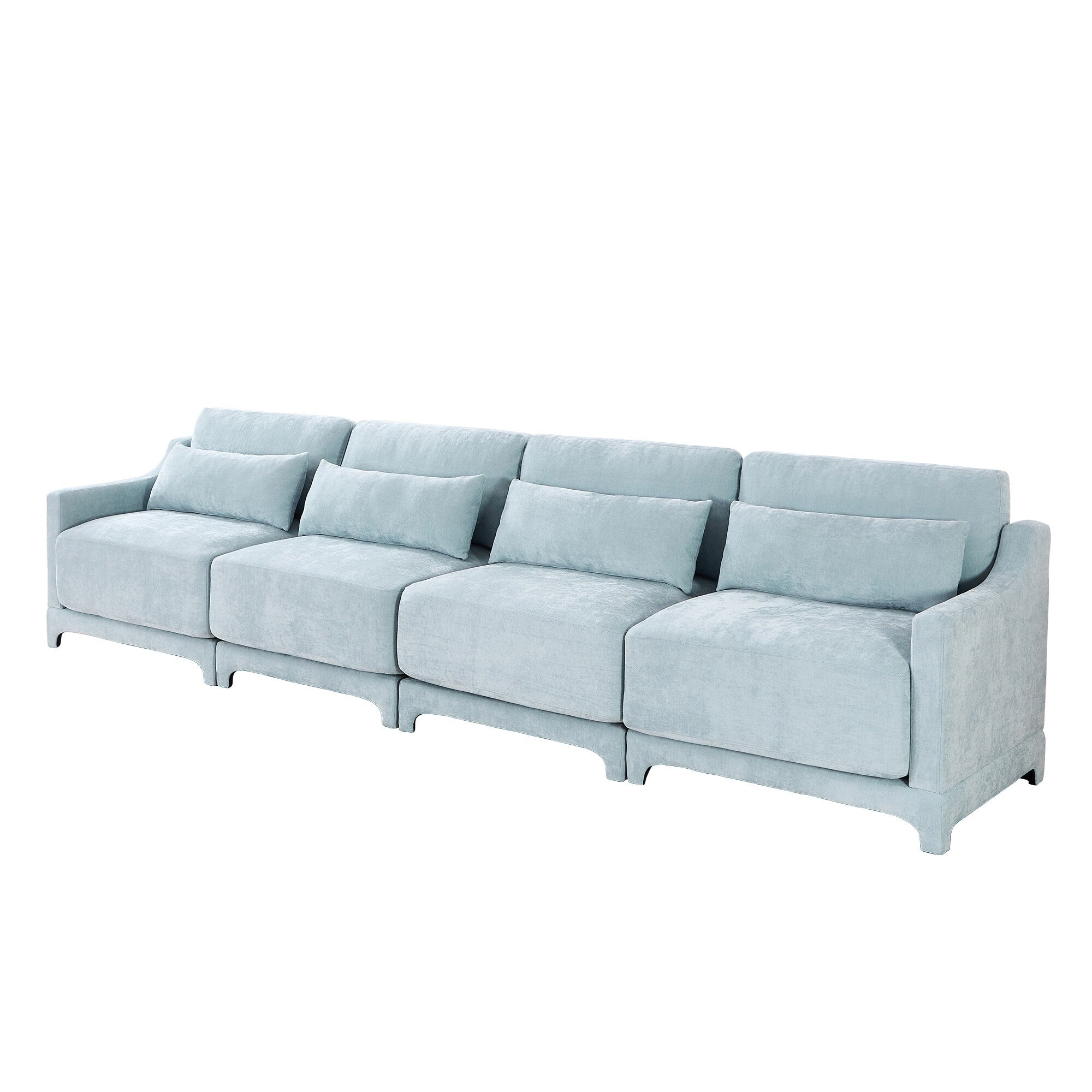 141.7 Chenille 6-Seater Sofa with ergonomic, wooden base,high - resilience sponge for Living Room