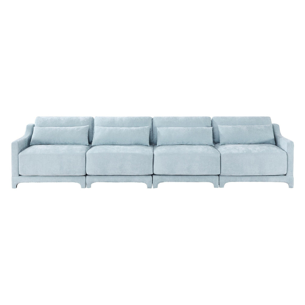 141.7 Chenille 6-Seater Sofa with ergonomic, wooden base,high - resilience sponge for Living Room
