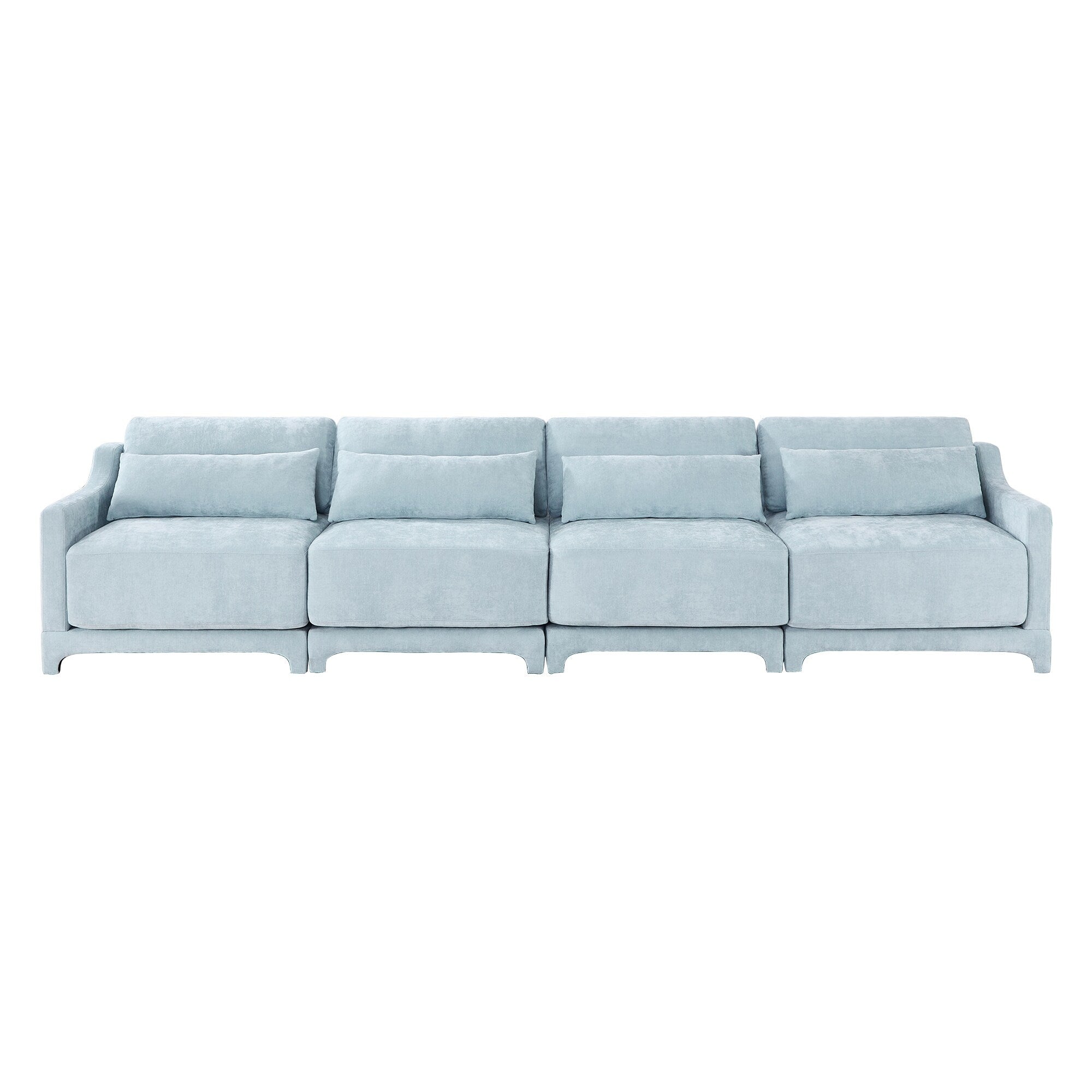 141.7 Chenille 6-Seater Sofa with ergonomic, wooden base,high - resilience sponge for Living Room