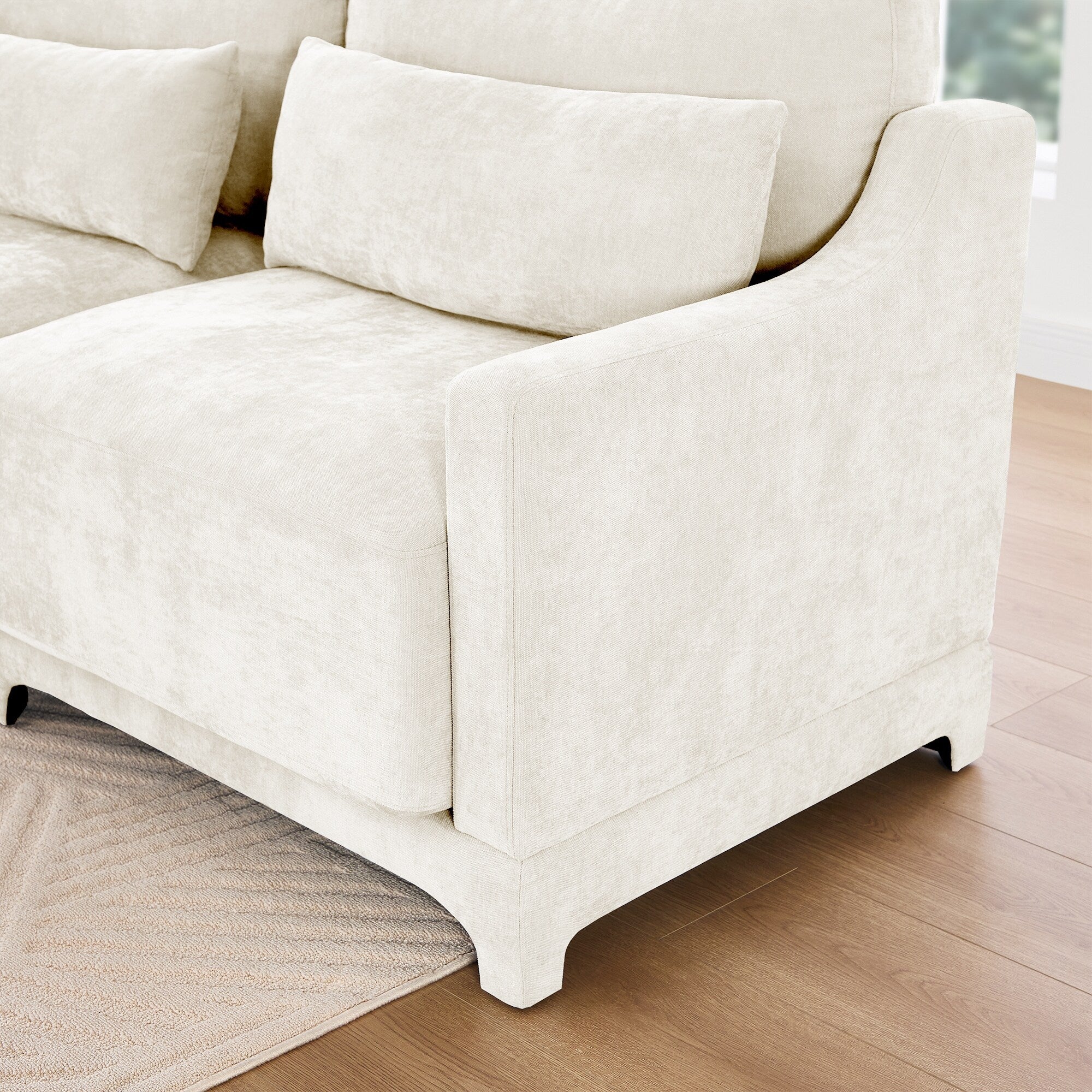 141.7 Chenille 6-Seater Sofa with ergonomic, wooden base,high - resilience sponge for Living Room