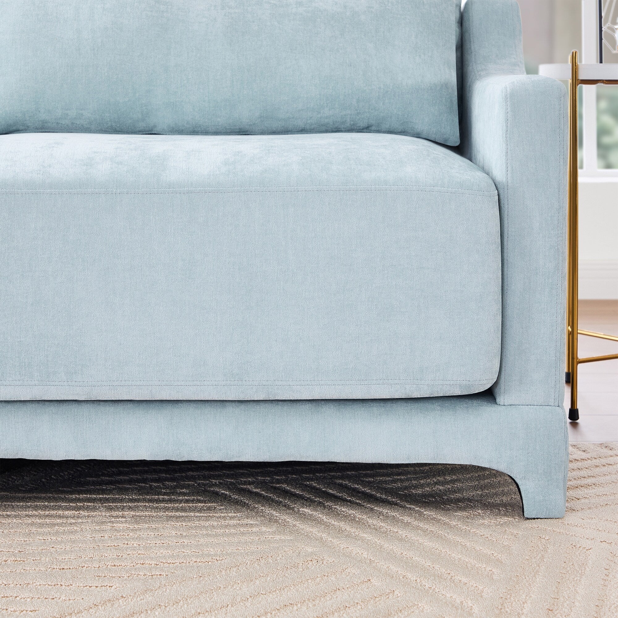 141.7 Chenille 6-Seater Sofa with ergonomic, wooden base,high - resilience sponge for Living Room