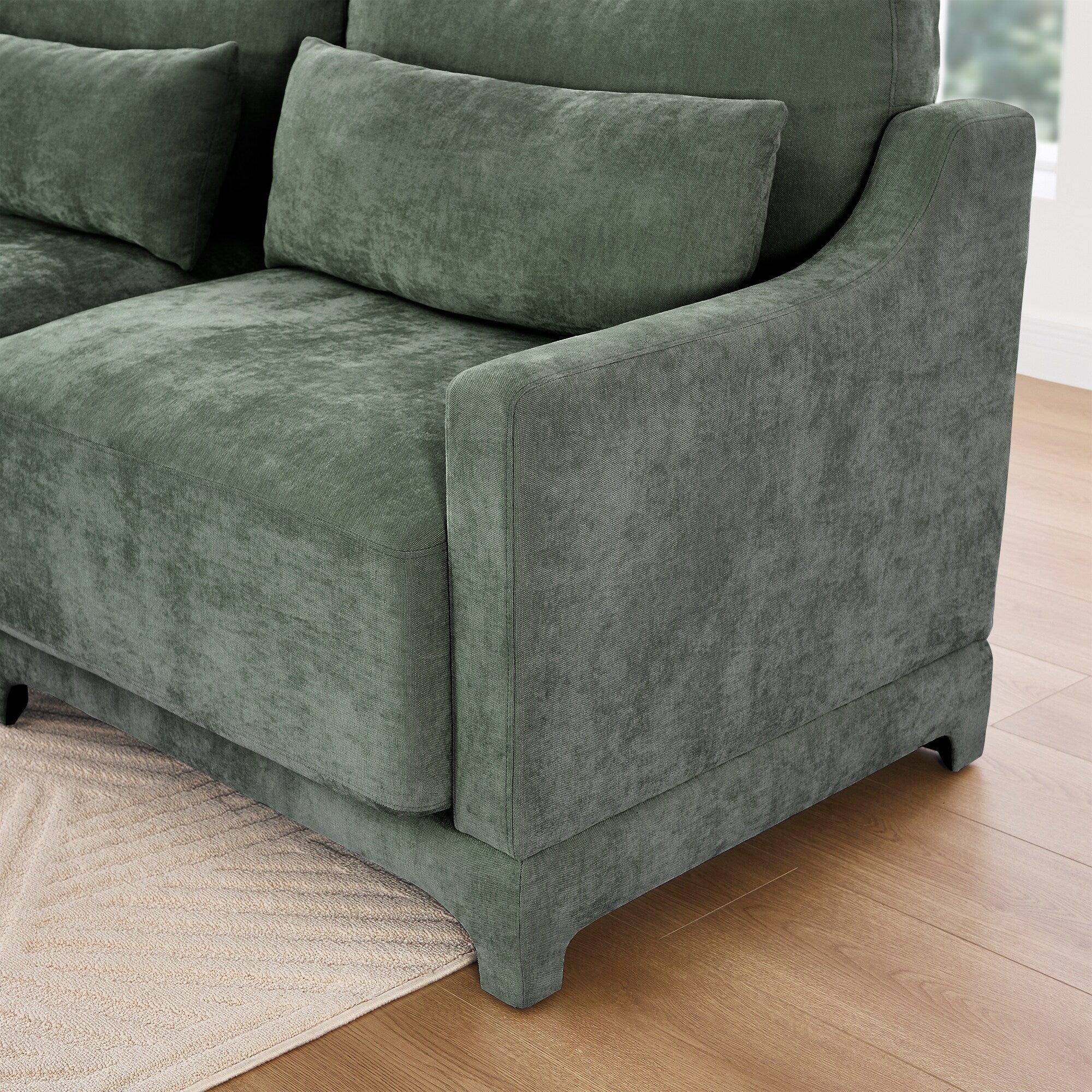 141.7 Chenille 6-Seater Sofa with ergonomic, wooden base,high - resilience sponge for Living Room