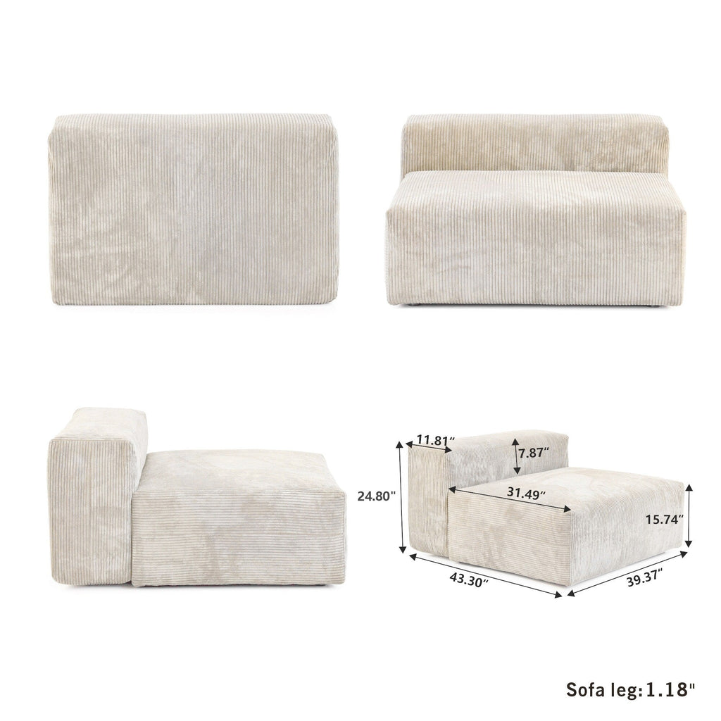 142 Contemporary Corduroy Sectional Sofa Classic Deep Couch