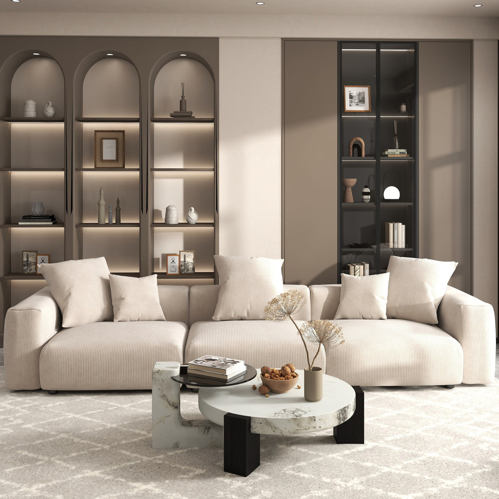 142 Contemporary Corduroy Sectional Sofa Classic Deep Couch