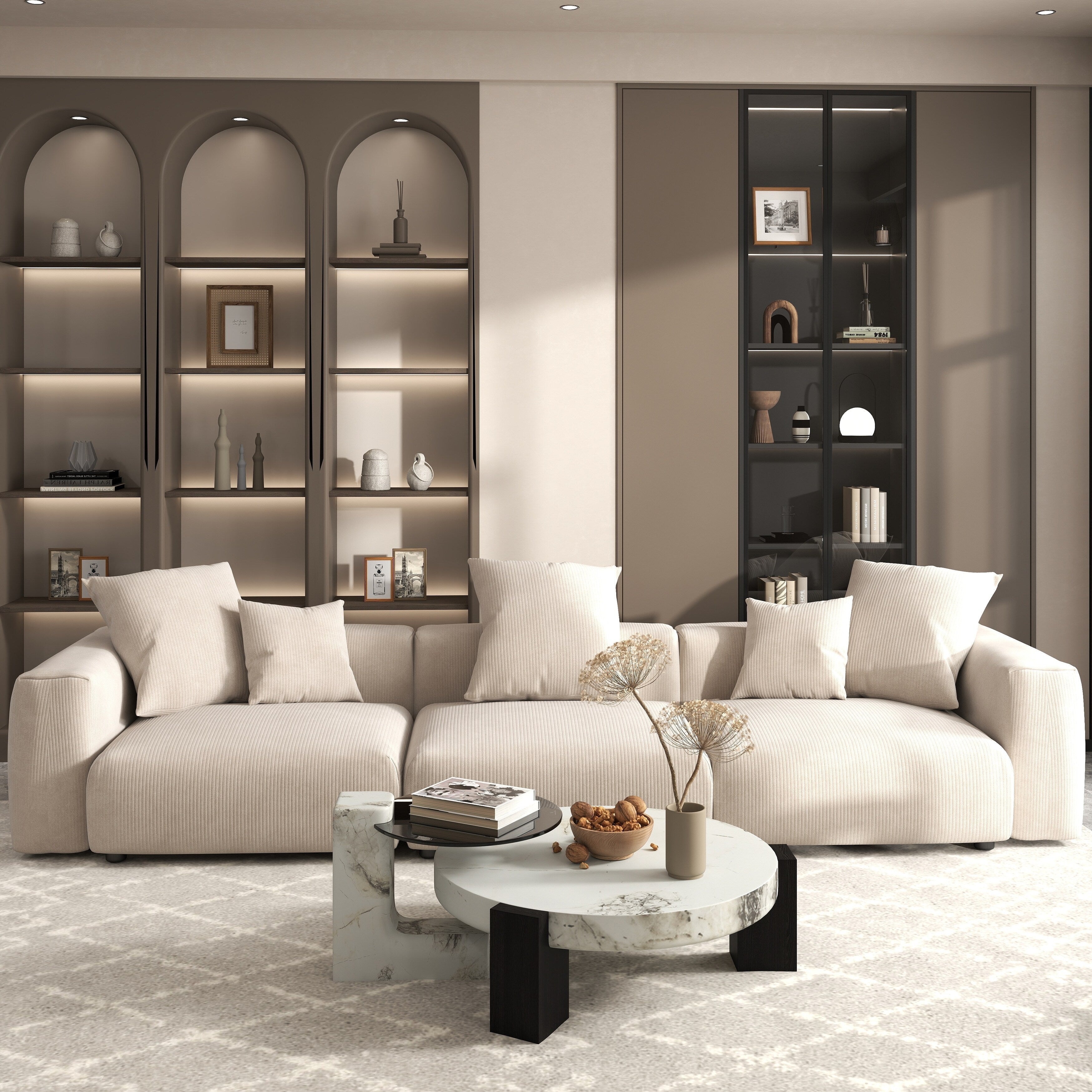 142 Contemporary Corduroy Sectional Sofa Classic Deep Couch