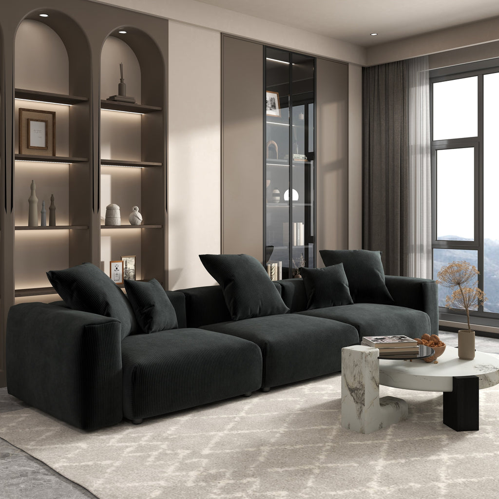 142 Contemporary Corduroy Sectional Sofa Classic Deep Couch