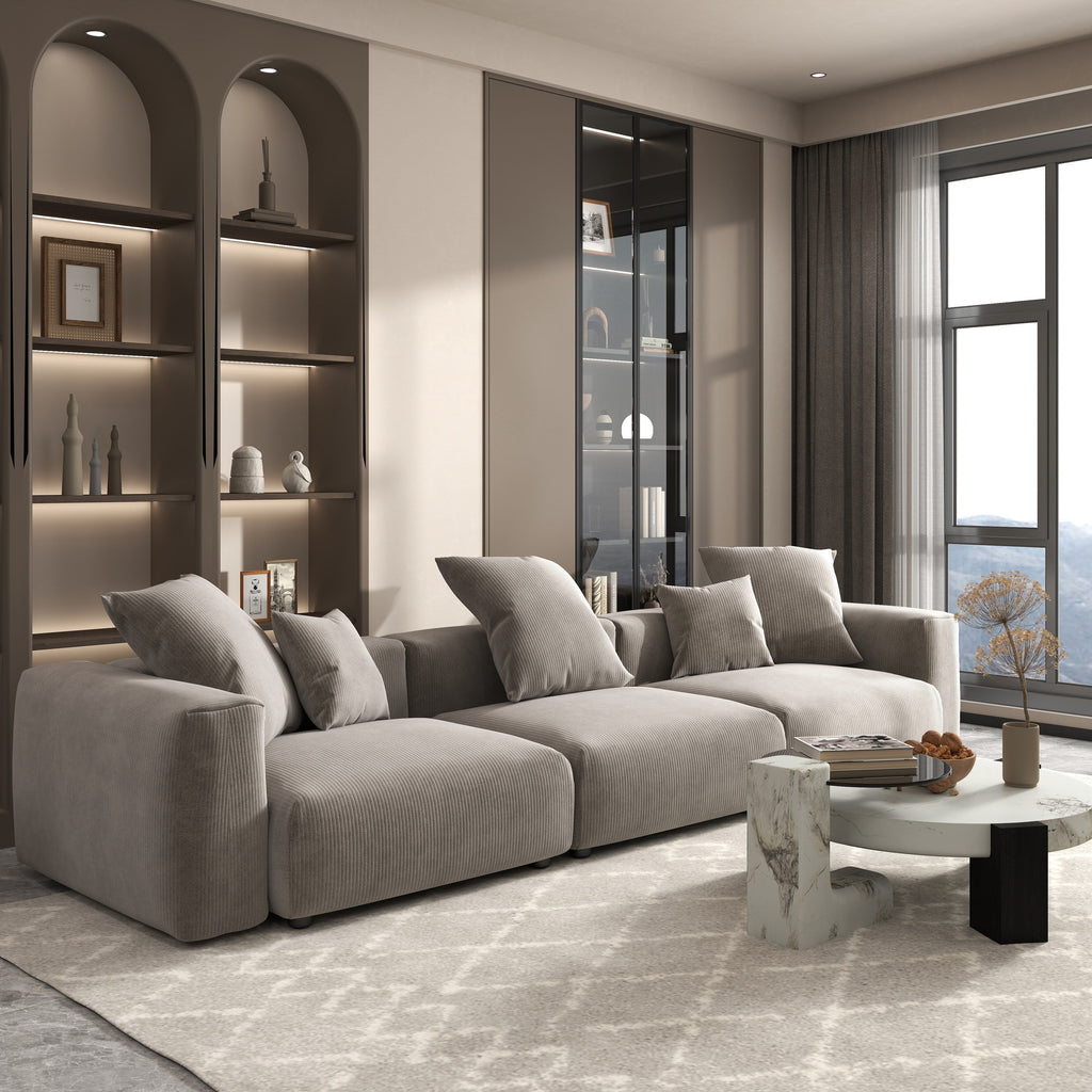 142 Contemporary Corduroy Sectional Sofa Classic Deep Couch