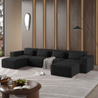 149 U Shaped Modular Sectional Sofa, 6-Seat Upholstered Sofa Couch, Free Combination