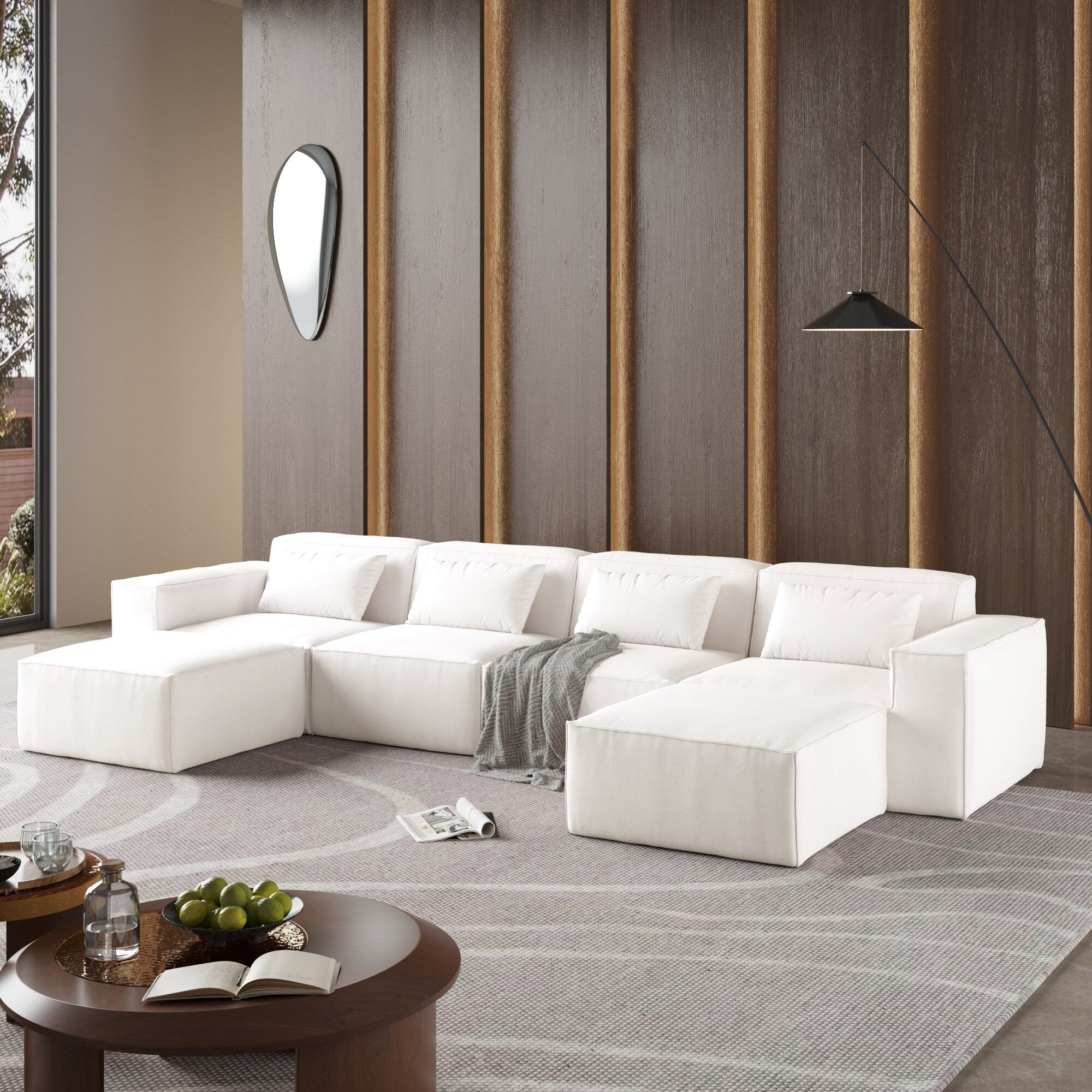149 U Shaped Modular Sectional Sofa, 6-Seat Upholstered Sofa Couch, Free Combination