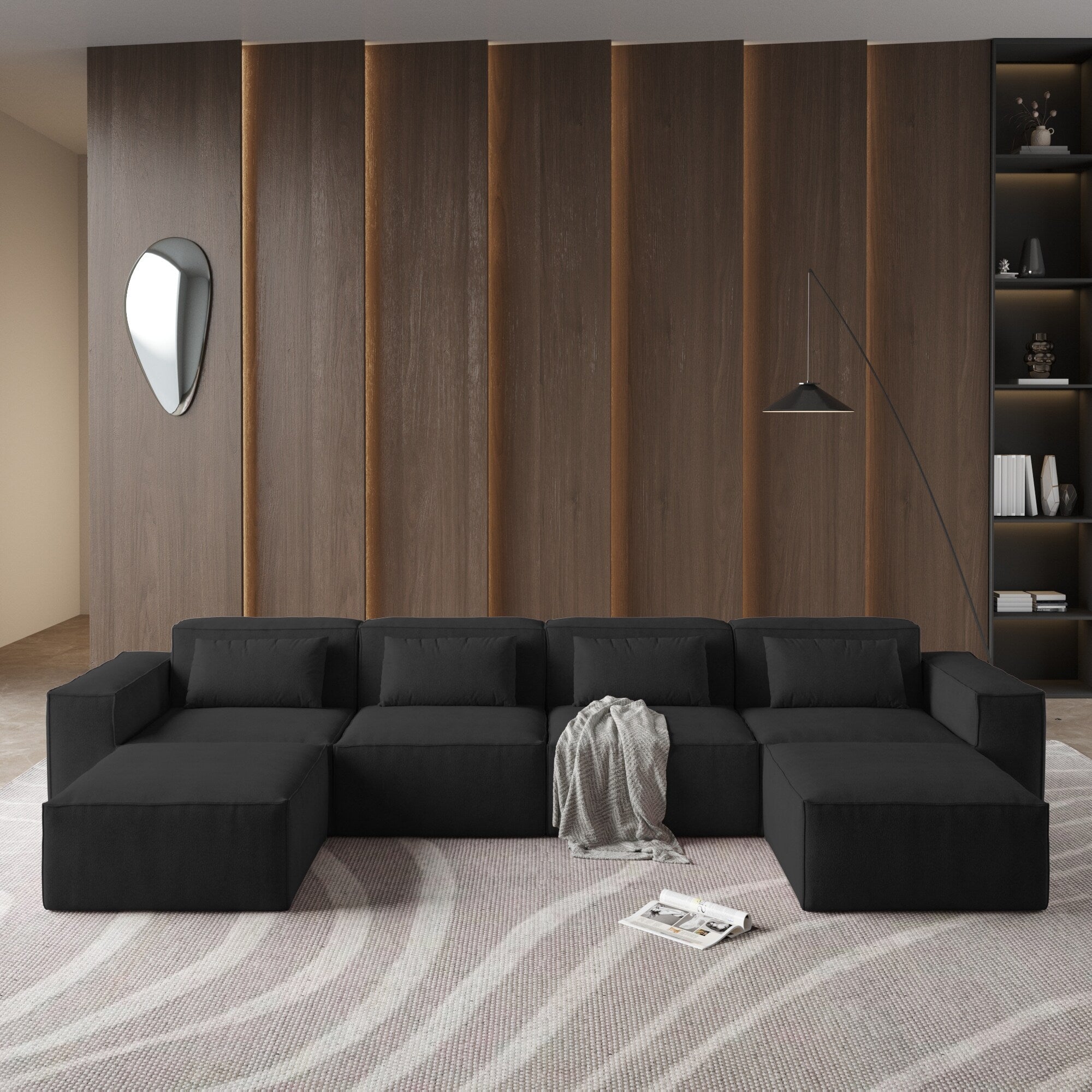 149 U Shaped Modular Sectional Sofa, 6-Seat Upholstered Sofa Couch, Free Combination
