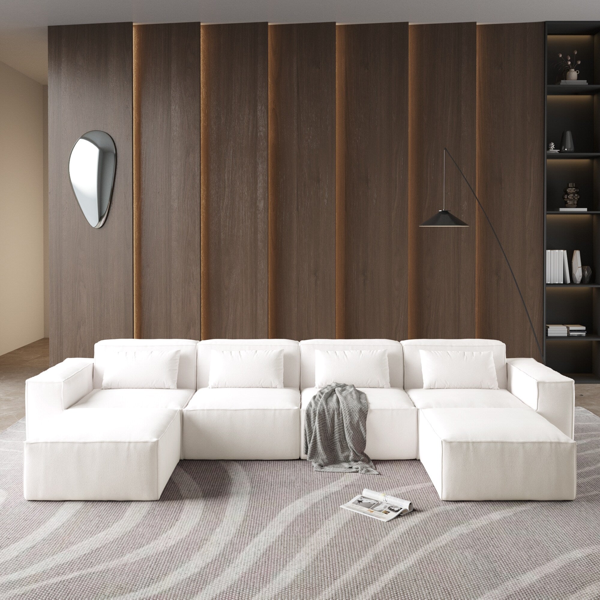 149 U Shaped Modular Sectional Sofa, 6-Seat Upholstered Sofa Couch, Free Combination