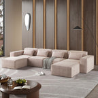 149 U Shaped Modular Sectional Sofa, 6-Seat Upholstered Sofa Couch, Free Combination