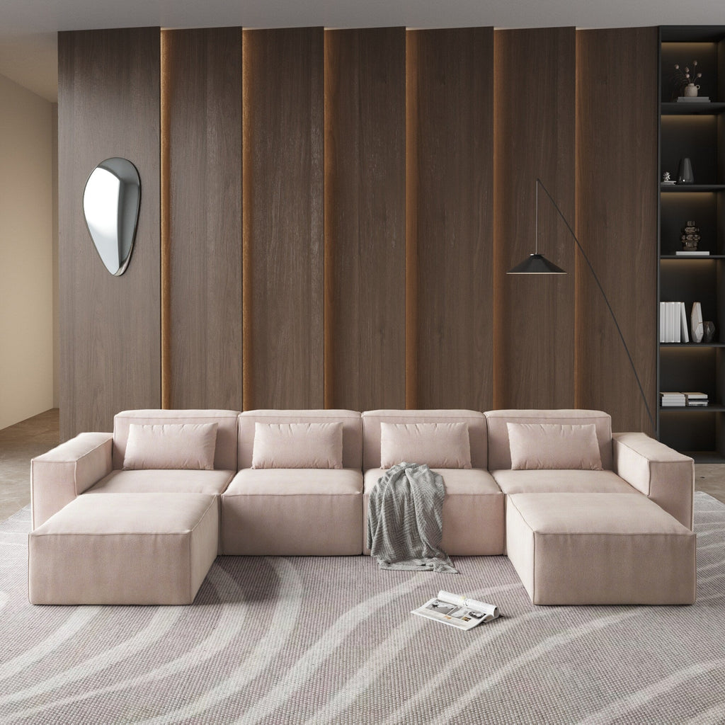 149 U Shaped Modular Sectional Sofa, 6-Seat Upholstered Sofa Couch, Free Combination