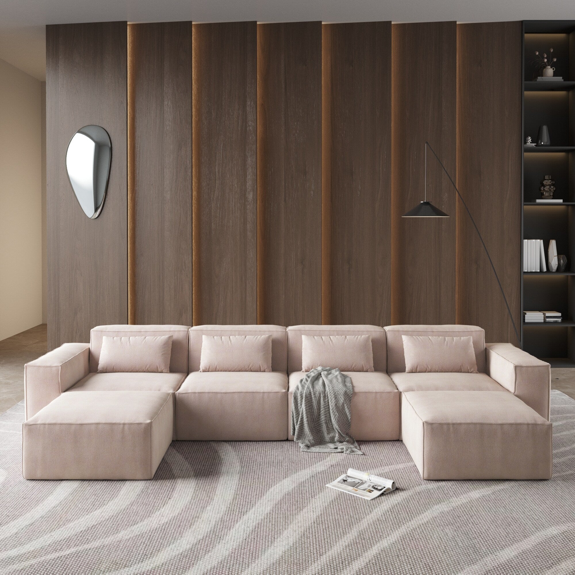 149 U Shaped Modular Sectional Sofa, 6-Seat Upholstered Sofa Couch, Free Combination