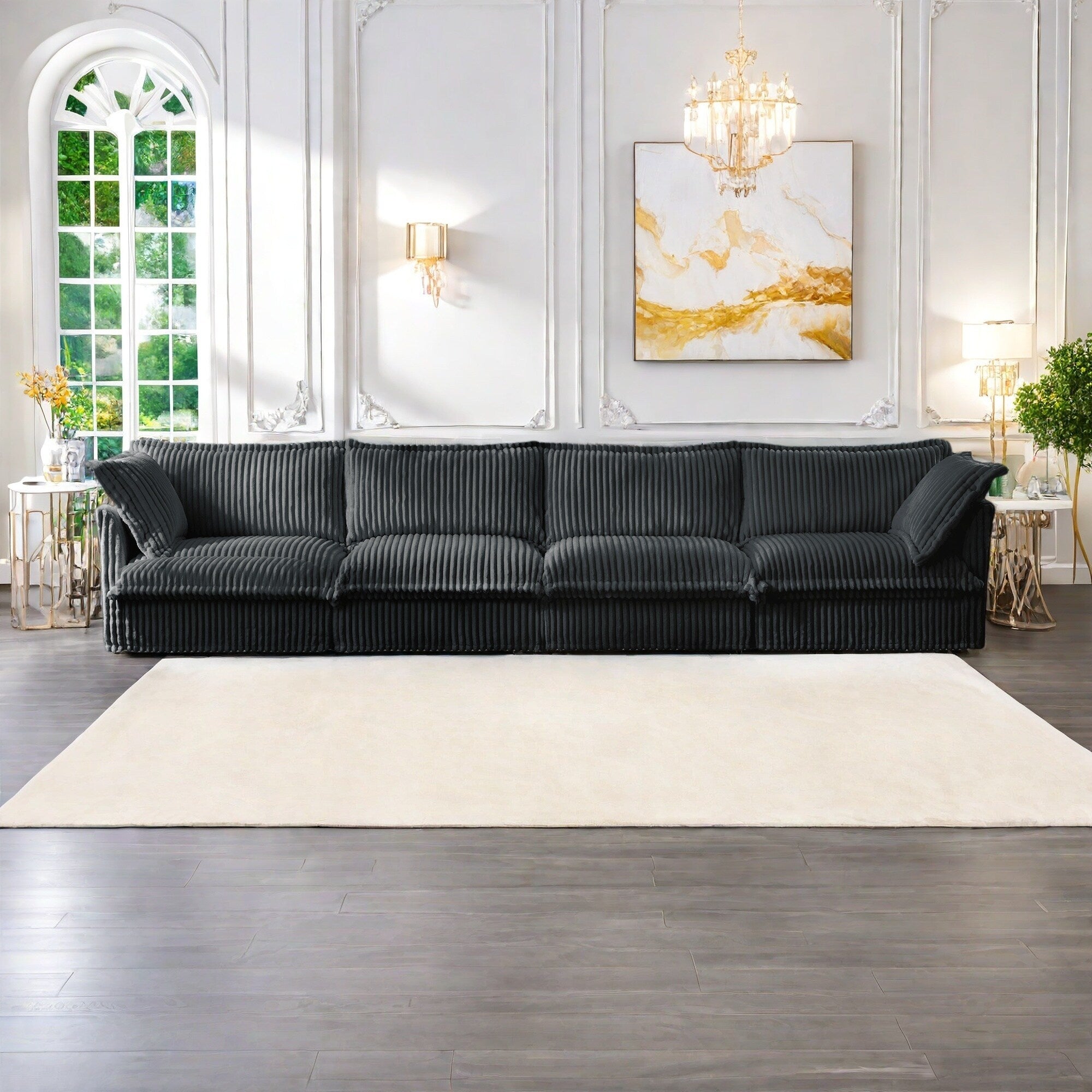 156.6 Corduroy 5-Seater Sofa Deep for living room and bedroom