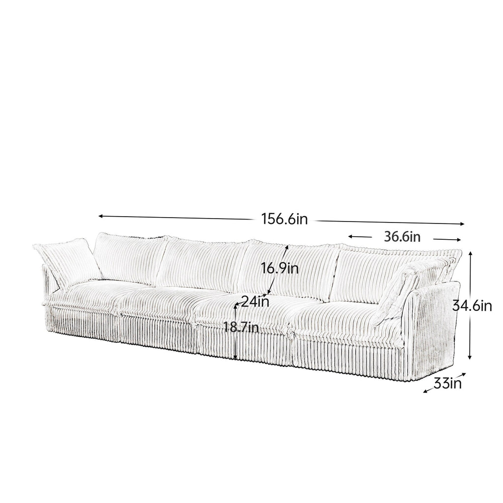 156.6 Corduroy 5-Seater Sofa Deep for living room and bedroom