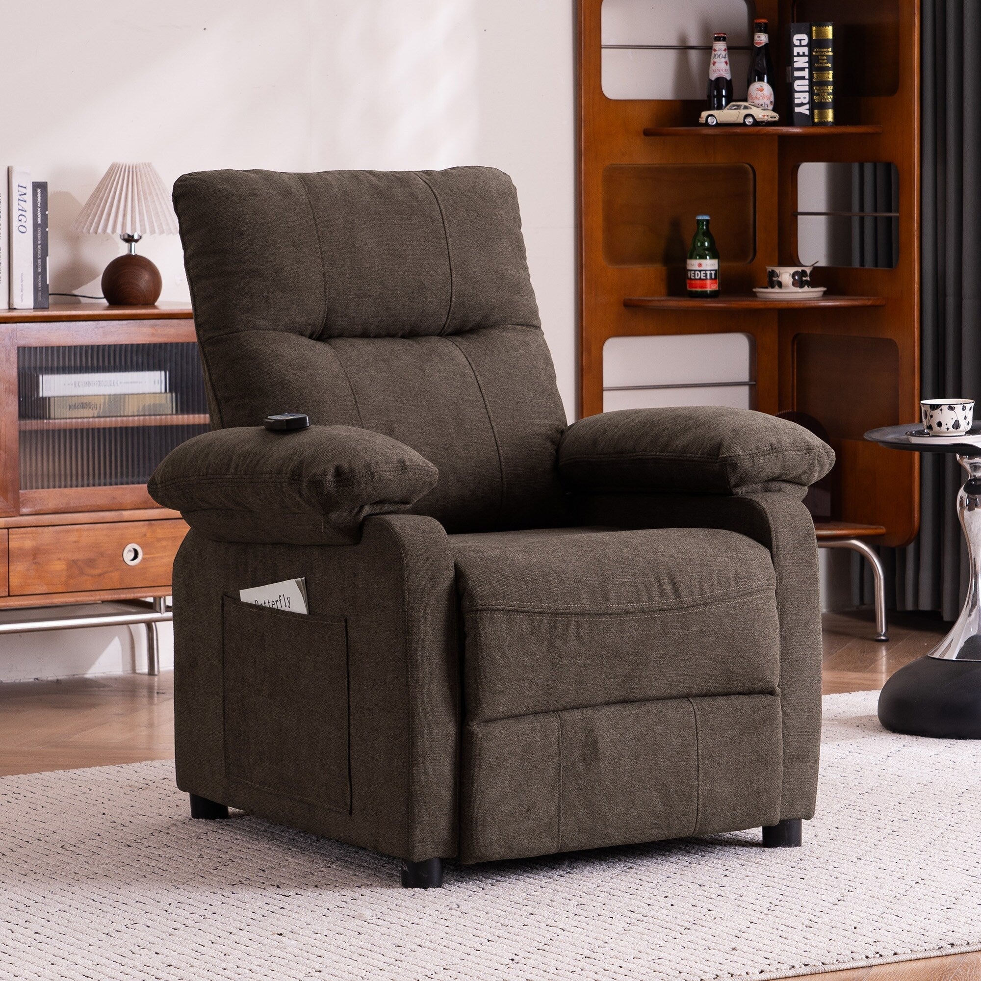 160° Recliner Chair for Elderly Seniors-Power Reclining Chair with 8-Point Massage  Heating, Soft Chenille Fabric