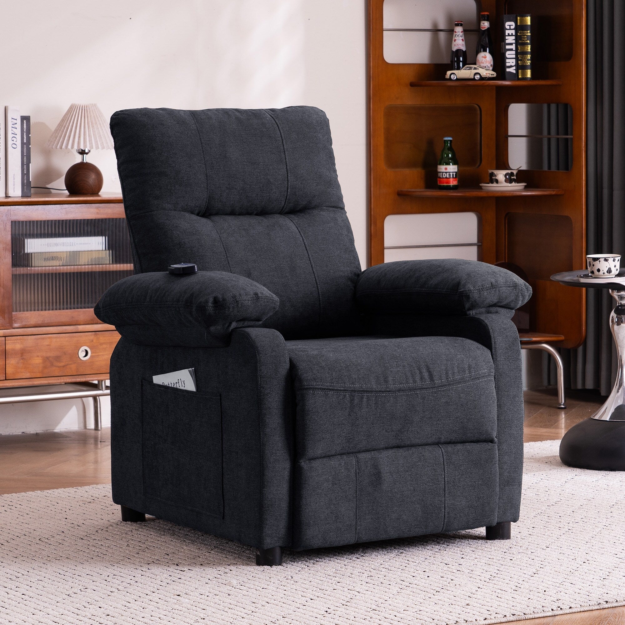 160° Recliner Chair for Elderly Seniors-Power Reclining Chair with 8-Point Massage  Heating, Soft Chenille Fabric