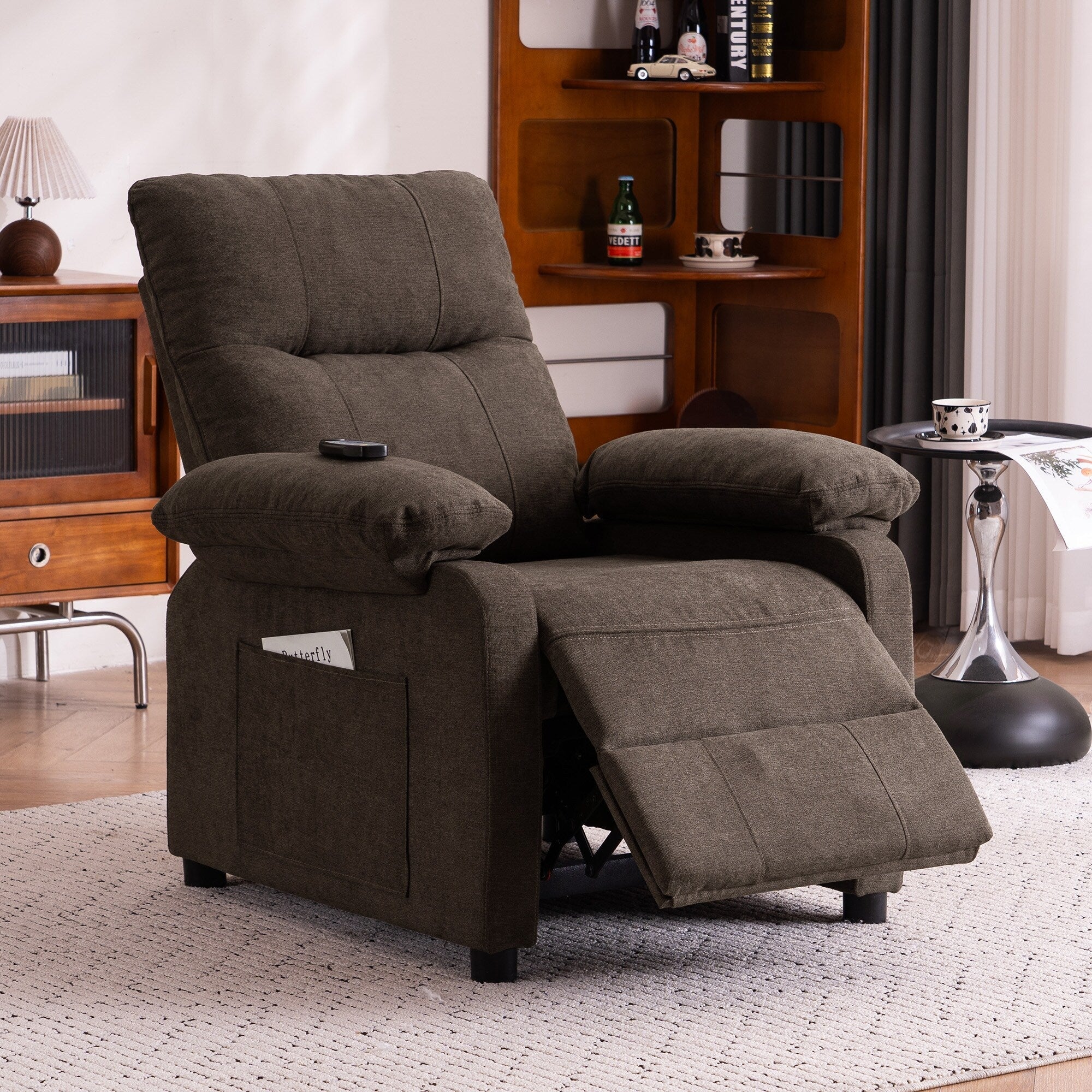 160° Recliner Chair for Elderly Seniors-Power Reclining Chair with 8-Point Massage  Heating, Soft Chenille Fabric