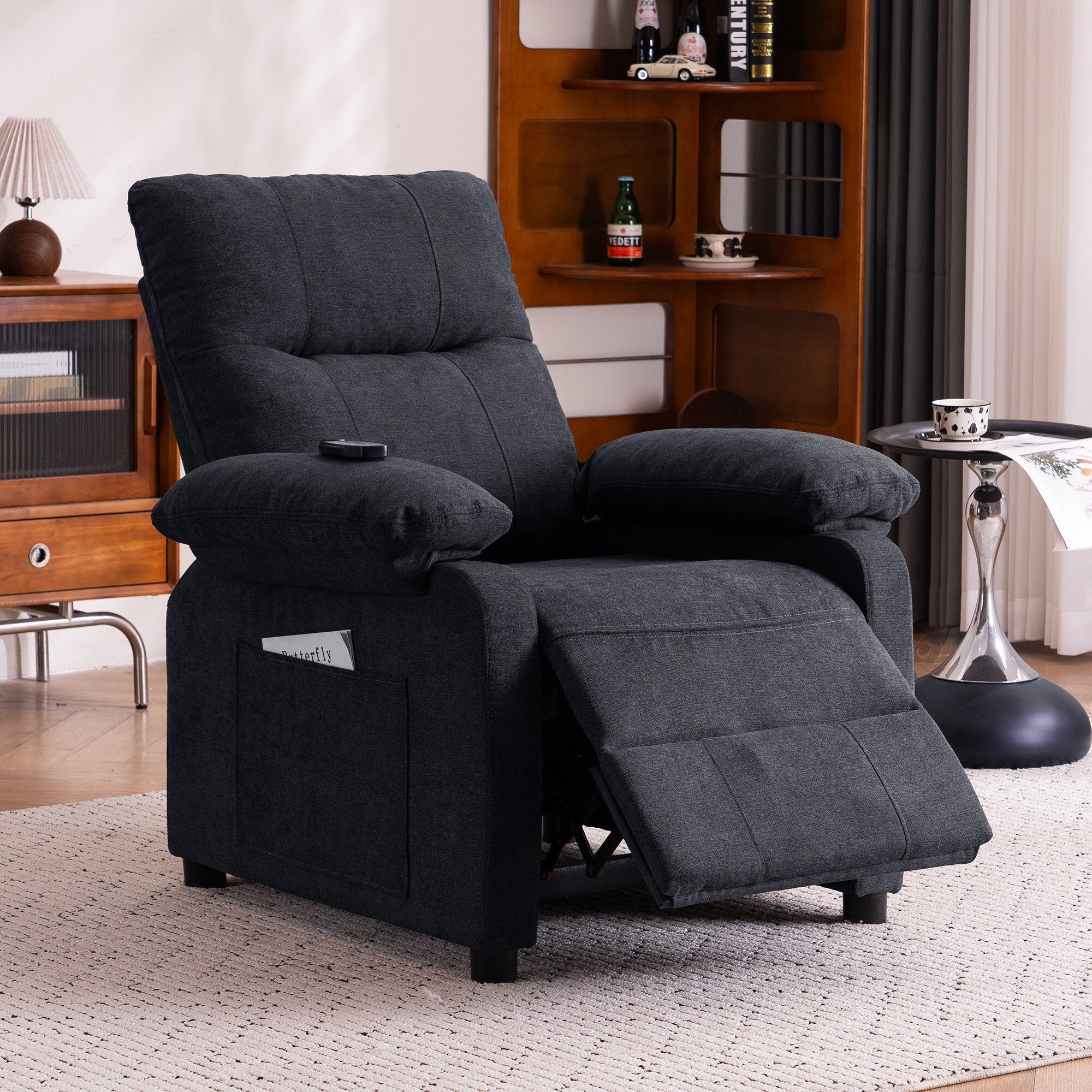 160° Recliner Chair for Elderly Seniors-Power Reclining Chair with 8-Point Massage  Heating, Soft Chenille Fabric