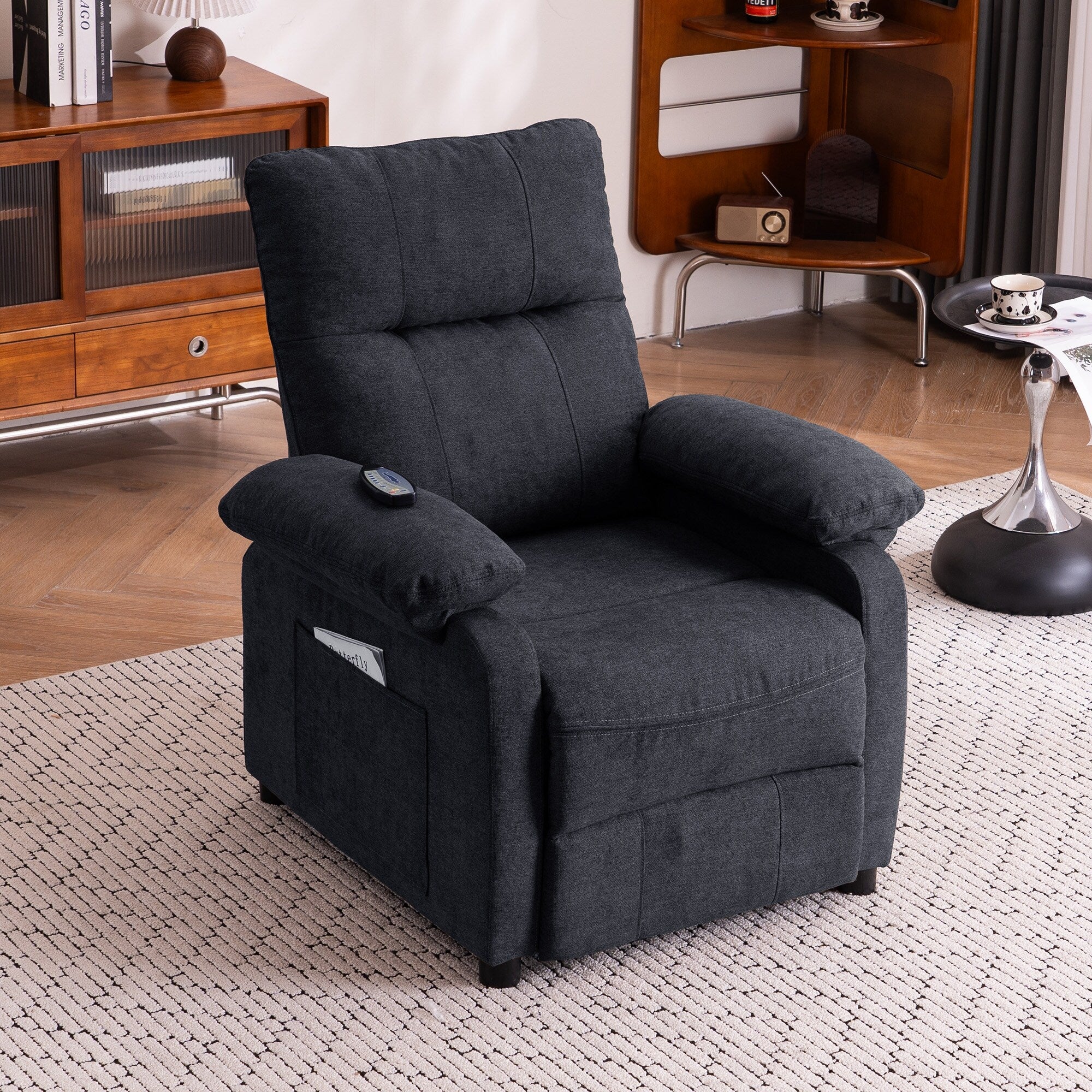160° Recliner Chair for Elderly Seniors-Power Reclining Chair with 8-Point Massage  Heating, Soft Chenille Fabric
