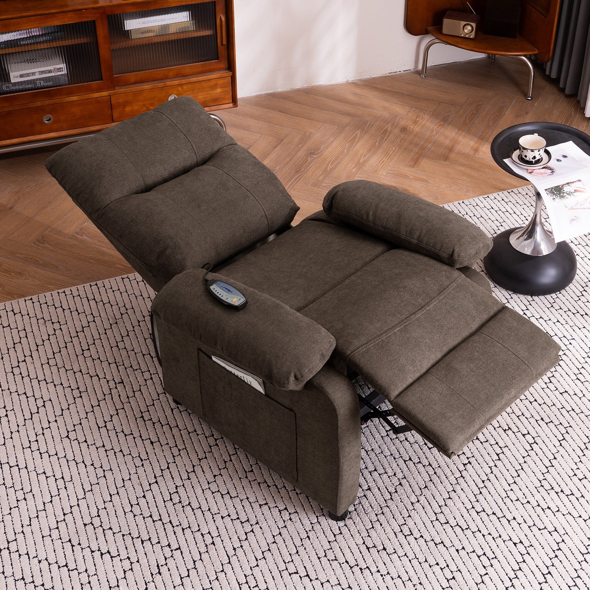 160° Recliner Chair for Elderly Seniors-Power Reclining Chair with 8-Point Massage  Heating, Soft Chenille Fabric