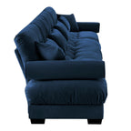 166Velvet 4-Seater Sofa with Bolster Armrests, High-Resilience Sponge Cushions