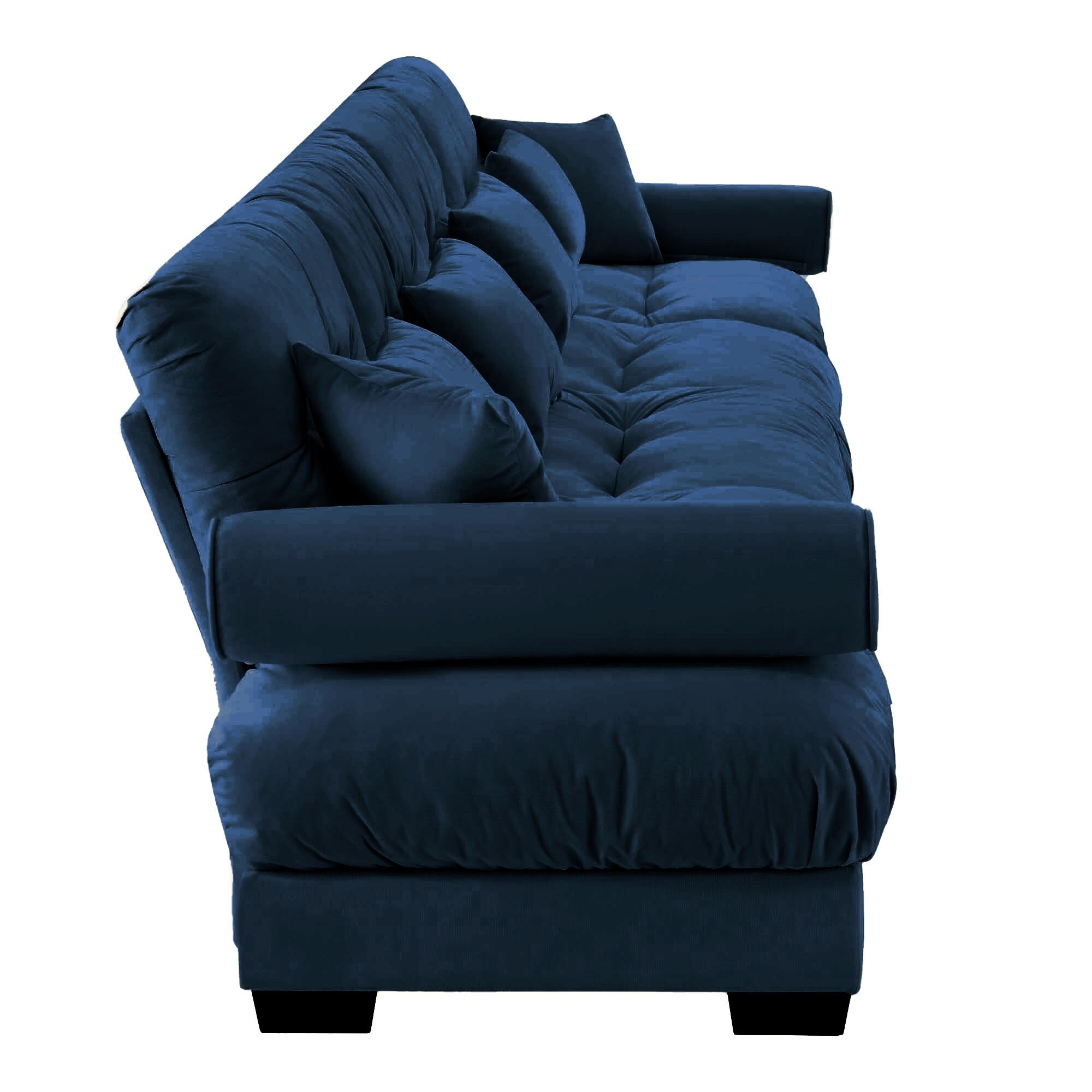 166Velvet 4-Seater Sofa with Bolster Armrests, High-Resilience Sponge Cushions