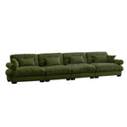 166Velvet 4-Seater Sofa with Bolster Armrests, High-Resilience Sponge Cushions