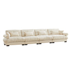 166Velvet 4-Seater Sofa with Bolster Armrests, High-Resilience Sponge Cushions