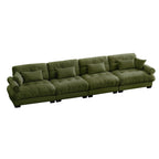 166Velvet 4-Seater Sofa with Bolster Armrests, High-Resilience Sponge Cushions