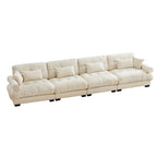 166Velvet 4-Seater Sofa with Bolster Armrests, High-Resilience Sponge Cushions