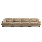 166Velvet 4-Seater Sofa with Bolster Armrests, High-Resilience Sponge Cushions