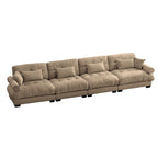 166Velvet 4-Seater Sofa with Bolster Armrests, High-Resilience Sponge Cushions