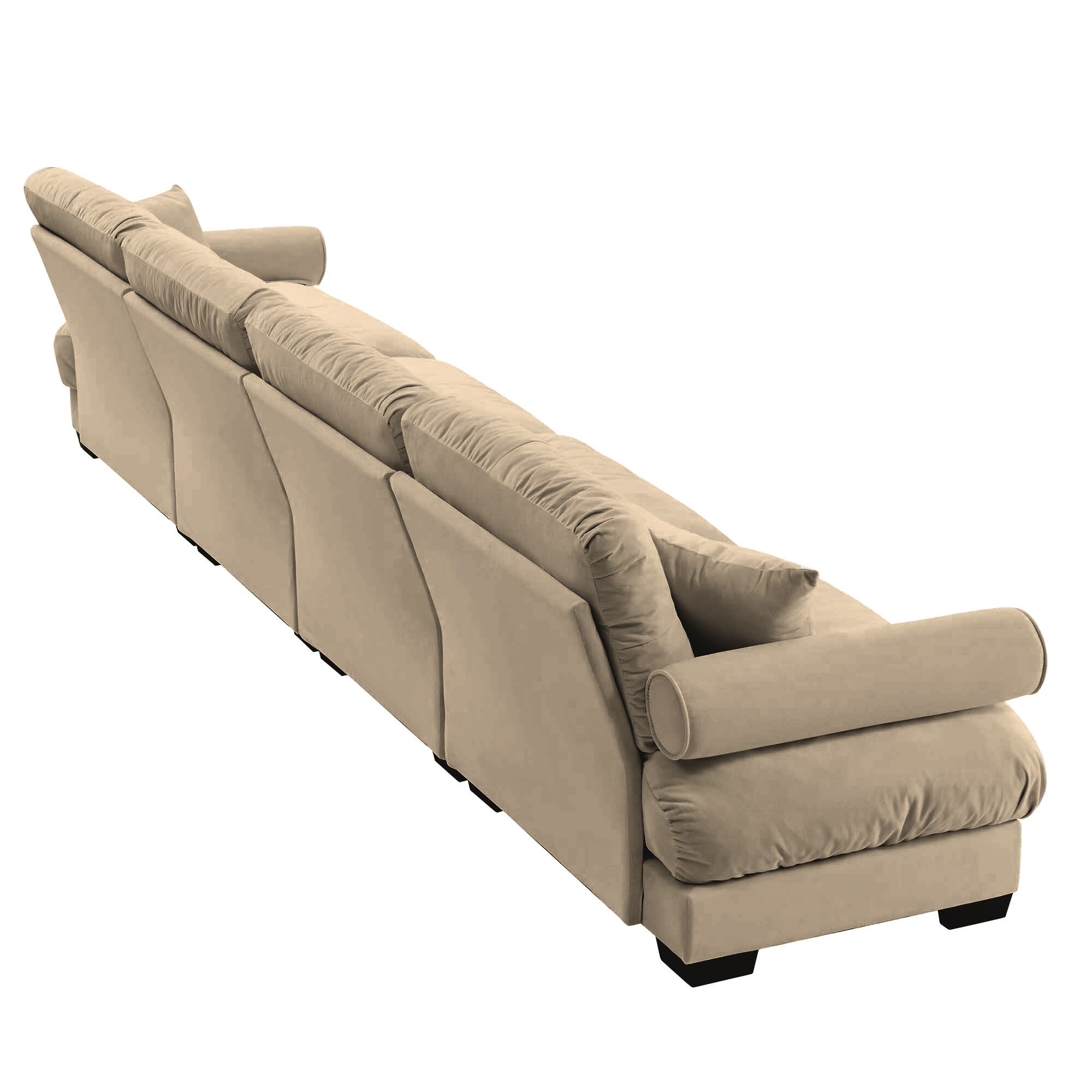 166Velvet 4-Seater Sofa with Bolster Armrests, High-Resilience Sponge Cushions