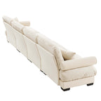 166Velvet 4-Seater Sofa with Bolster Armrests, High-Resilience Sponge Cushions