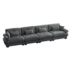 166Velvet 4-Seater Sofa with Bolster Armrests, High-Resilience Sponge Cushions