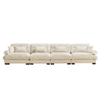 166Velvet 4-Seater Sofa with Bolster Armrests, High-Resilience Sponge Cushions