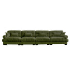 166Velvet 4-Seater Sofa with Bolster Armrests, High-Resilience Sponge Cushions