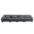 166Velvet 4-Seater Sofa with Bolster Armrests, High-Resilience Sponge Cushions