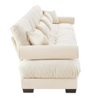 166Velvet 4-Seater Sofa with Bolster Armrests, High-Resilience Sponge Cushions