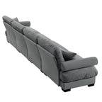166Velvet 4-Seater Sofa with Bolster Armrests, High-Resilience Sponge Cushions