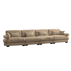 166Velvet 4-Seater Sofa with Bolster Armrests, High-Resilience Sponge Cushions