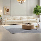 166Velvet 4-Seater Sofa with Bolster Armrests, High-Resilience Sponge Cushions