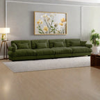 166Velvet 4-Seater Sofa with Bolster Armrests, High-Resilience Sponge Cushions