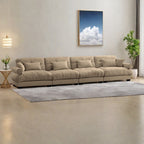166Velvet 4-Seater Sofa with Bolster Armrests, High-Resilience Sponge Cushions